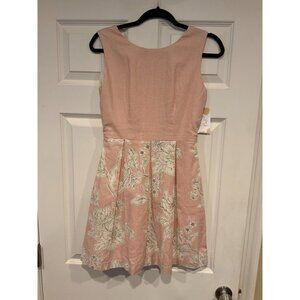 Anemonii Pink Fit & Flare Dress W/ Pleated Floral Skirt, Size Medium